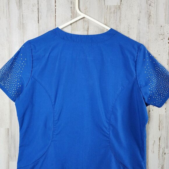Butter Soft Embellished Scrub Top Blue Size Small - Picture 8 of 10